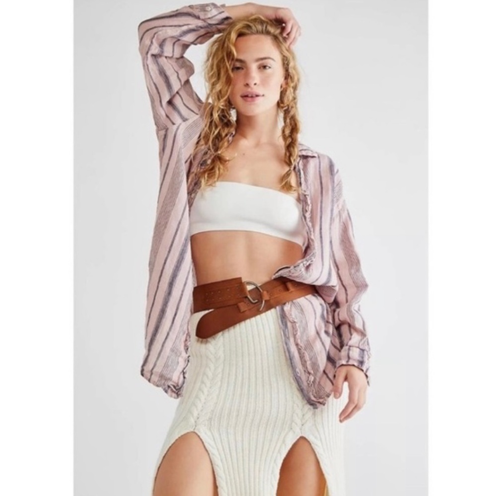 NWT CP Shades X Free People Ruffle Linen Shirt